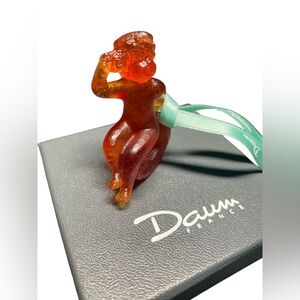 Retired Signed Daum Angelot Et Lyre Ambre 05008